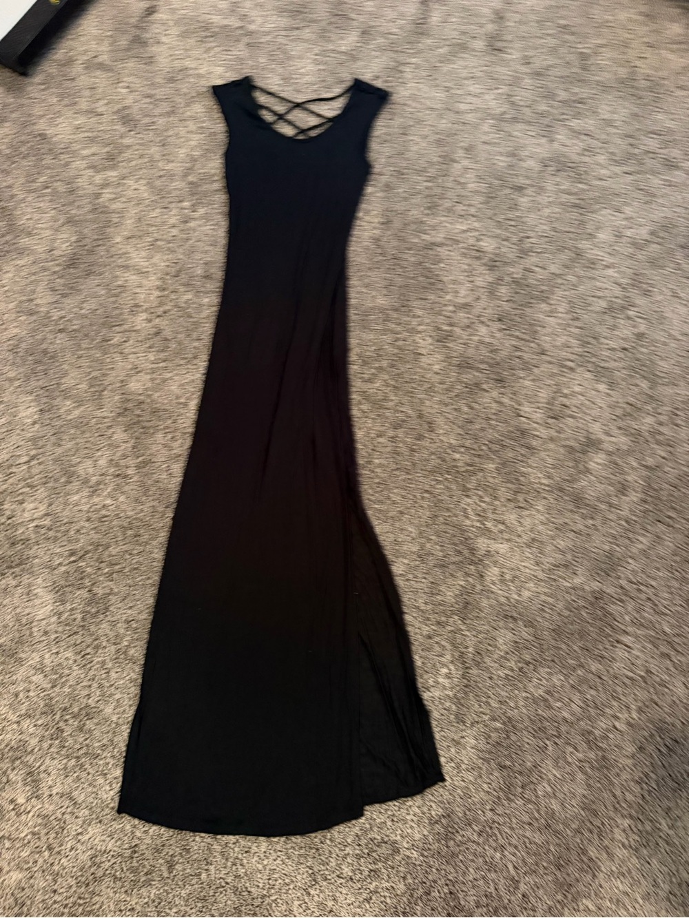 Black Sleeveless Maxi Dress with Crisscross Back